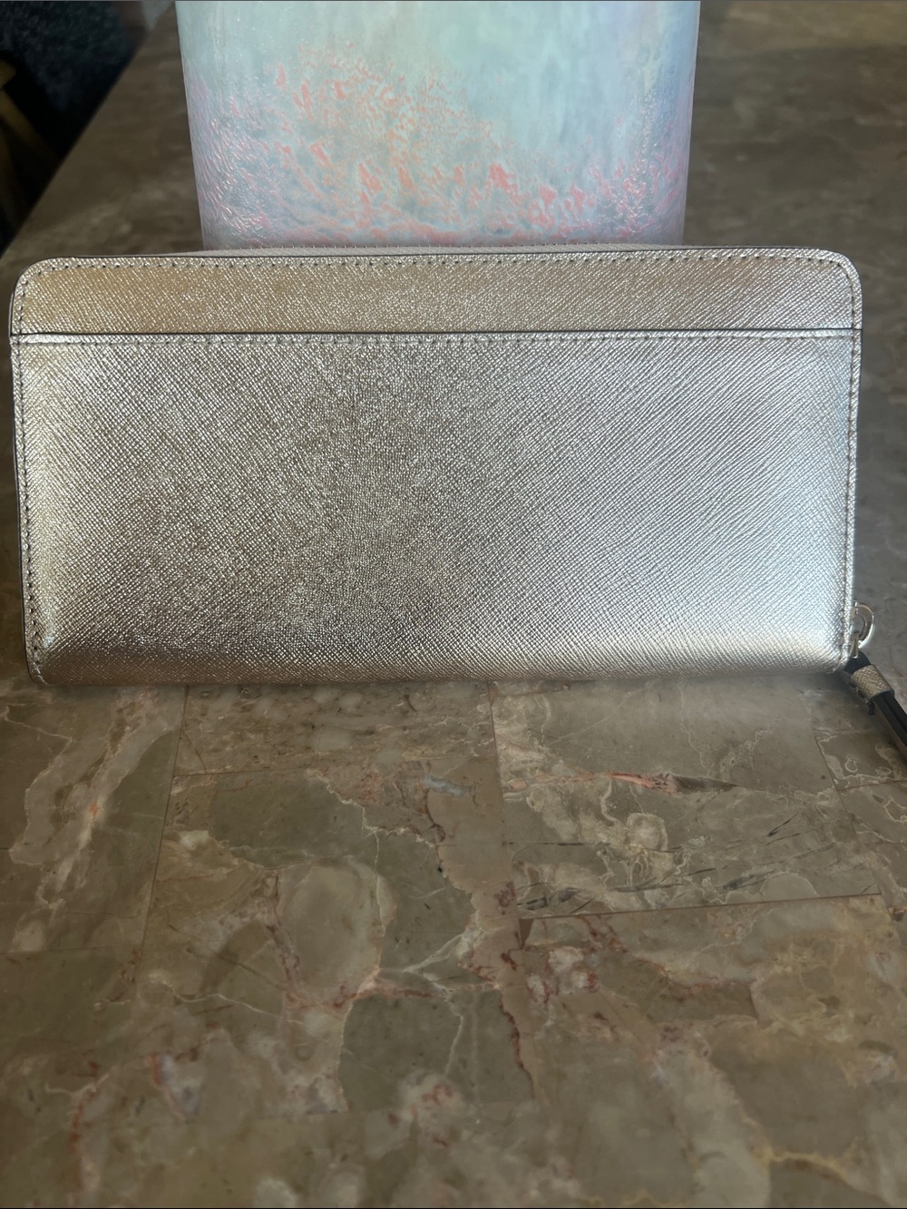 kate spade metallic rose gold zip-around continental wallet NWT - Picture 2 of 4